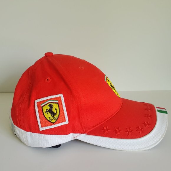 OFFICIAL FERRARI Race Cap Quality Embroidered Logo Flag Stars Academia Movie Red - Picture 6 of 10